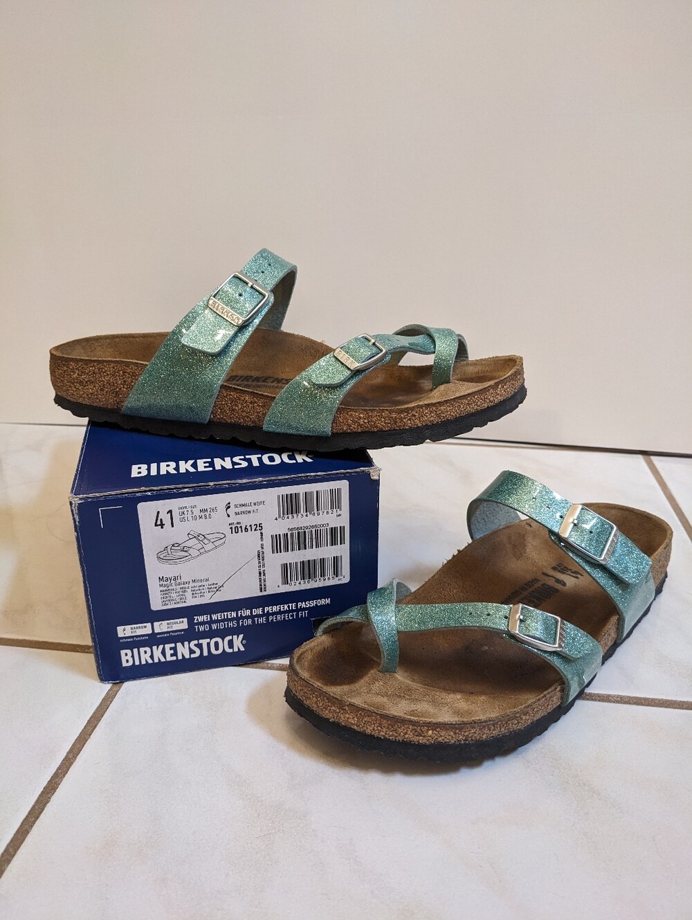 Mayari 41 glitter green Birkenstock sandals